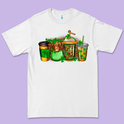 Longhaired Cow St Patricks Coffee Premium Tee Designed By Jasminsmagicworld