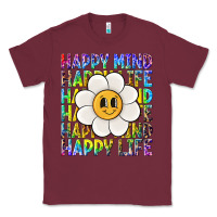 Burgundy happy mind happy life Classic Tee - NancyCooperArtShop