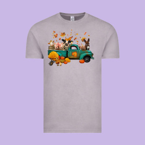 Fall Farm Animals Truck Nancy Vintage Tee Designed By Nancycooperartshop
