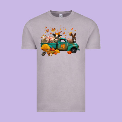 Fall Farm Animals Truck Nancy Vintage Tee Designed By Nancycooperartshop