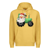 Antique Gold santa tractor Premium Hoodie - CowGirlArtShop