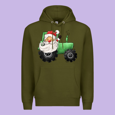 Santa Tractor Premium Hoodie Designed By Cowgirlartshop