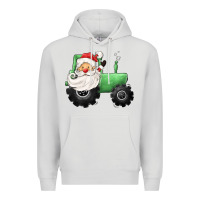 Dove Grey santa tractor Premium Hoodie - CowGirlArtShop