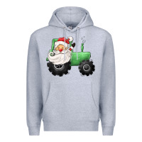 Heather Grey santa tractor Premium Hoodie - CowGirlArtShop