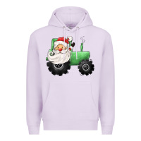 Lilac santa tractor Premium Hoodie - CowGirlArtShop