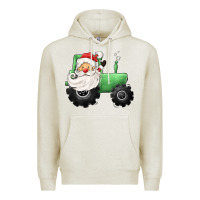 Oatmeal Heather santa tractor Premium Hoodie - CowGirlArtShop