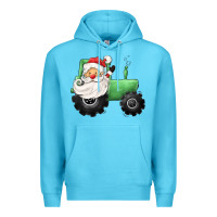 Ocean Blue santa tractor Premium Hoodie - CowGirlArtShop