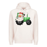Pale Pink santa tractor Premium Hoodie - CowGirlArtShop