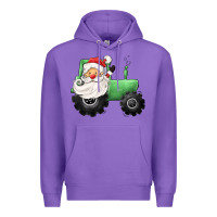 Purple santa tractor Premium Hoodie - CowGirlArtShop