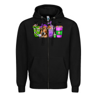 Black Coffee Cups with Cow and Halloween Zipper Hoodie - texasbilliewilder