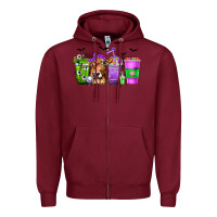 Burgundy Coffee Cups with Cow and Halloween Zipper Hoodie - texasbilliewilder