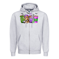 Heather Grey Coffee Cups with Cow and Halloween Zipper Hoodie - texasbilliewilder