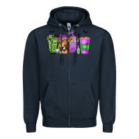 Navy Coffee Cups with Cow and Halloween Zipper Hoodie - texasbilliewilder