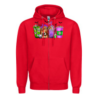 Red Coffee Cups with Cow and Halloween Zipper Hoodie - texasbilliewilder