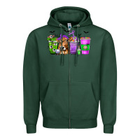 Sports Green Coffee Cups with Cow and Halloween Zipper Hoodie - texasbilliewilder