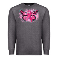 Charcoal Heather Cancer ribbon butterfly Cancer Awareness Premium Sweatshirt - HowdyJamesFarm