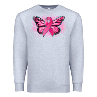 Heather Grey Cancer ribbon butterfly Cancer Awareness Premium Sweatshirt - HowdyJamesFarm