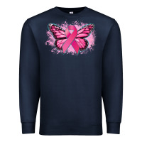 Navy Cancer ribbon butterfly Cancer Awareness Premium Sweatshirt - HowdyJamesFarm