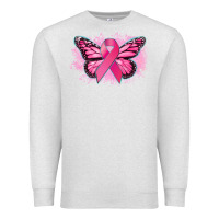 Oatmeal Heather Cancer ribbon butterfly Cancer Awareness Premium Sweatshirt - HowdyJamesFarm