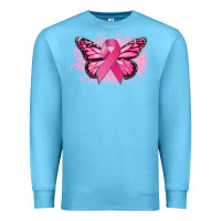 Ocean Blue Cancer ribbon butterfly Cancer Awareness Premium Sweatshirt - HowdyJamesFarm