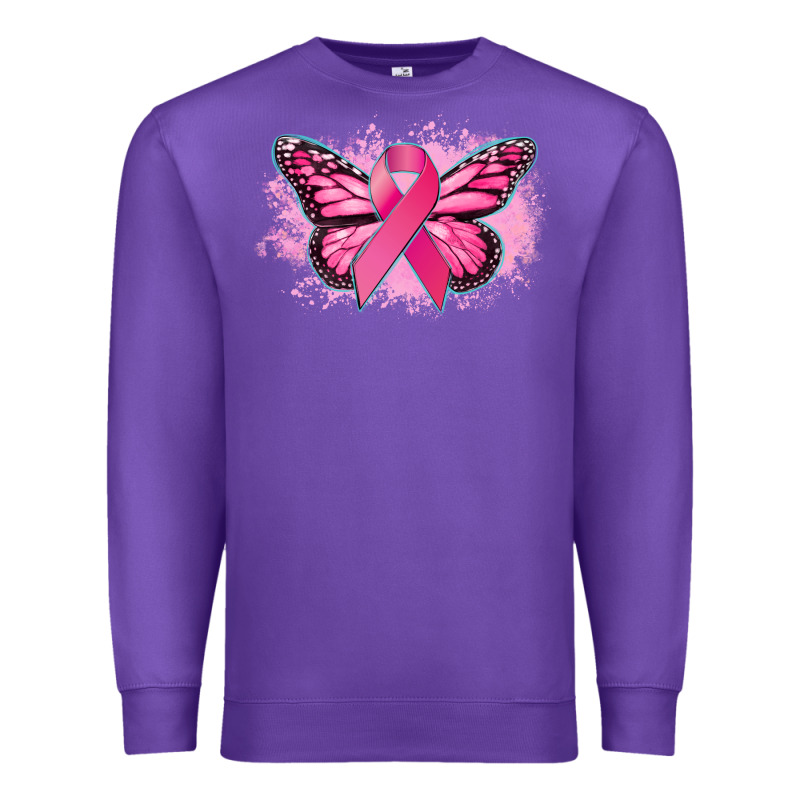 Cancer Ribbon Butterfly Cancer Awareness Premium Sweatshirt by HowdyJamesFarm | Teevron