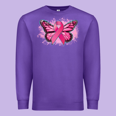 Cancer Ribbon Butterfly Cancer Awareness Premium Sweatshirt Designed By Howdyjamesfarm
