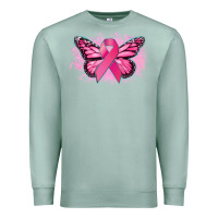 Seafoam Cancer ribbon butterfly Cancer Awareness Premium Sweatshirt - HowdyJamesFarm
