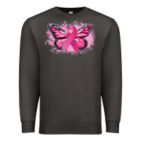 Smoke Cancer ribbon butterfly Cancer Awareness Premium Sweatshirt - HowdyJamesFarm