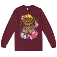 Burgundy Rabbit And Carrot Easter Long Sleeve Tee - BundleAndBundleShop