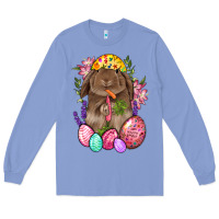 Colony Blue Rabbit And Carrot Easter Long Sleeve Tee - BundleAndBundleShop