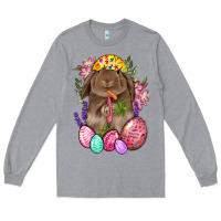 Heather Grey Rabbit And Carrot Easter Long Sleeve Tee - BundleAndBundleShop