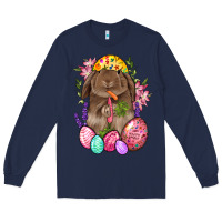Navy Rabbit And Carrot Easter Long Sleeve Tee - BundleAndBundleShop
