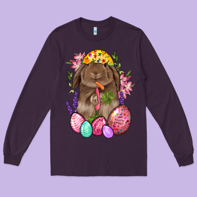 Rabbit And Carrot Easter Long Sleeve Tee Designed By Bundleandbundleshop