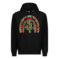 Black christmas cactus rainbow Premium Hoodie - JahusDesignShop