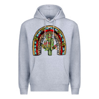 Heather Grey christmas cactus rainbow Premium Hoodie - JahusDesignShop