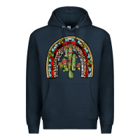 Navy christmas cactus rainbow Premium Hoodie - JahusDesignShop