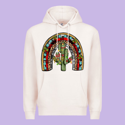 Christmas Cactus Rainbow Premium Hoodie Designed By Jahusdesignshop