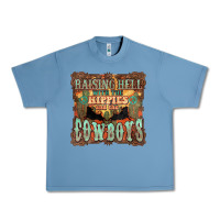 Pebble Blue raising hell with the hippies and the cowboys Urban Heavy Tee - NancyCooperArtShop