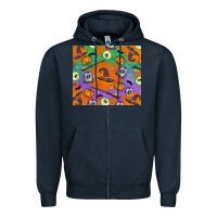 Navy Halloween Zipper Hoodie - texasbilliewilder