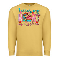 Antique Gold I wear my heart on my sleeve Valentine's Day Premium Sweatshirt - HowdyJamesFarm