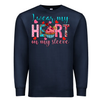 Navy I wear my heart on my sleeve Valentine's Day Premium Sweatshirt - HowdyJamesFarm
