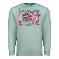 Seafoam I wear my heart on my sleeve Valentine's Day Premium Sweatshirt - HowdyJamesFarm