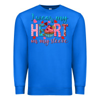 True Royal I wear my heart on my sleeve Valentine's Day Premium Sweatshirt - HowdyJamesFarm