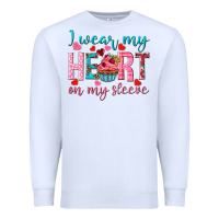 White I wear my heart on my sleeve Valentine's Day Premium Sweatshirt - HowdyJamesFarm