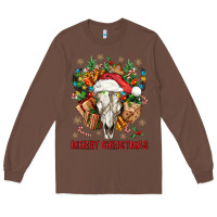 Merry Christmas With Bull Skull Long Sleeve Tee | Teevron