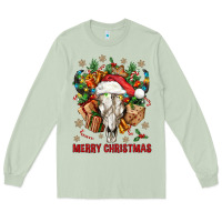 Matcha Merry Christmas With Bull skull Long Sleeve Tee - BundleAndBundleShop