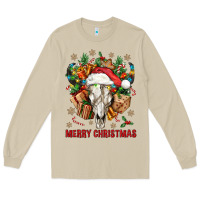Mushroom Merry Christmas With Bull skull Long Sleeve Tee - BundleAndBundleShop