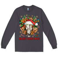 Smoke Merry Christmas With Bull skull Long Sleeve Tee - BundleAndBundleShop