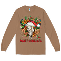 Toasted Coconut Merry Christmas With Bull skull Long Sleeve Tee - BundleAndBundleShop