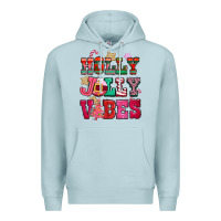 Blue Mist holly jolly vibes pink christmas Premium Hoodie - CowGirlArtShop